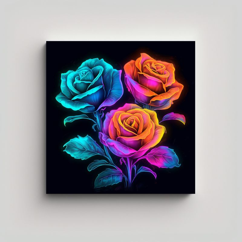 GENERICO - Cuadros Decorativos Neon Roses: Arte E 30x30 Cm