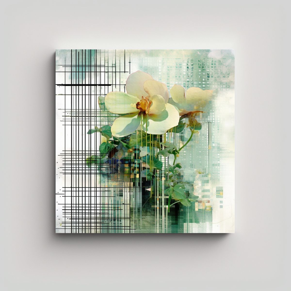 GENERICO - Cuadro Creativo Abstracto Botánico En Arte Mixto 70x70 Cm