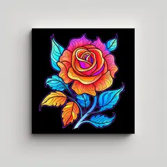 GENERICO - Cuadro Moderno Multicolor Con Detalles De Rosa 80x80 Cm