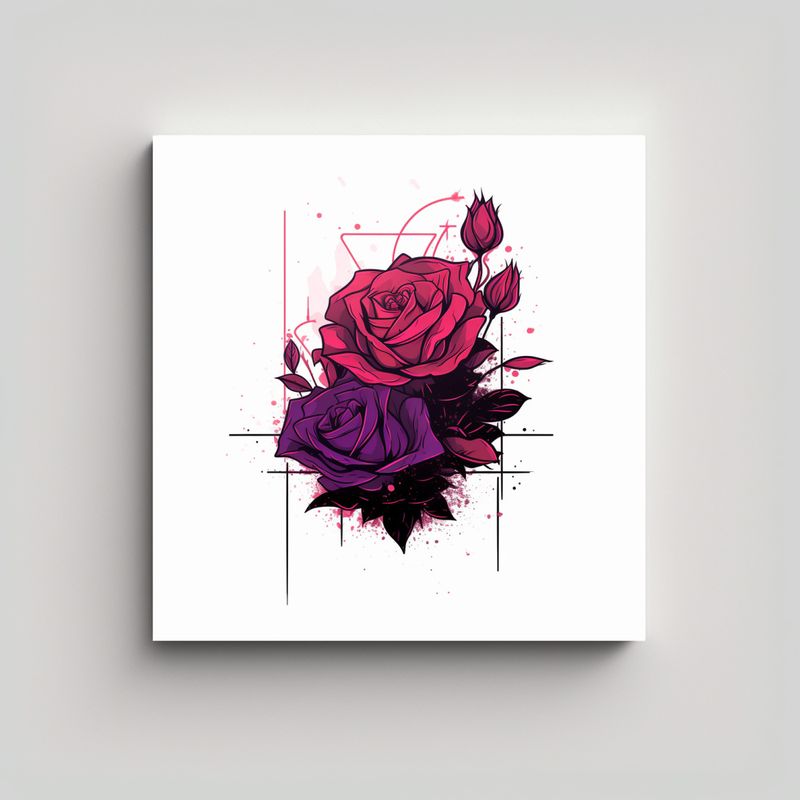 GENERICO - Cuadro Decorativo Moderno Juvenil Con Rosas 70x70 Cm