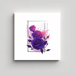 GENERICO - Exposición Lienzo Moderno: Arte Lineal Con Rosas 50x50 Cm