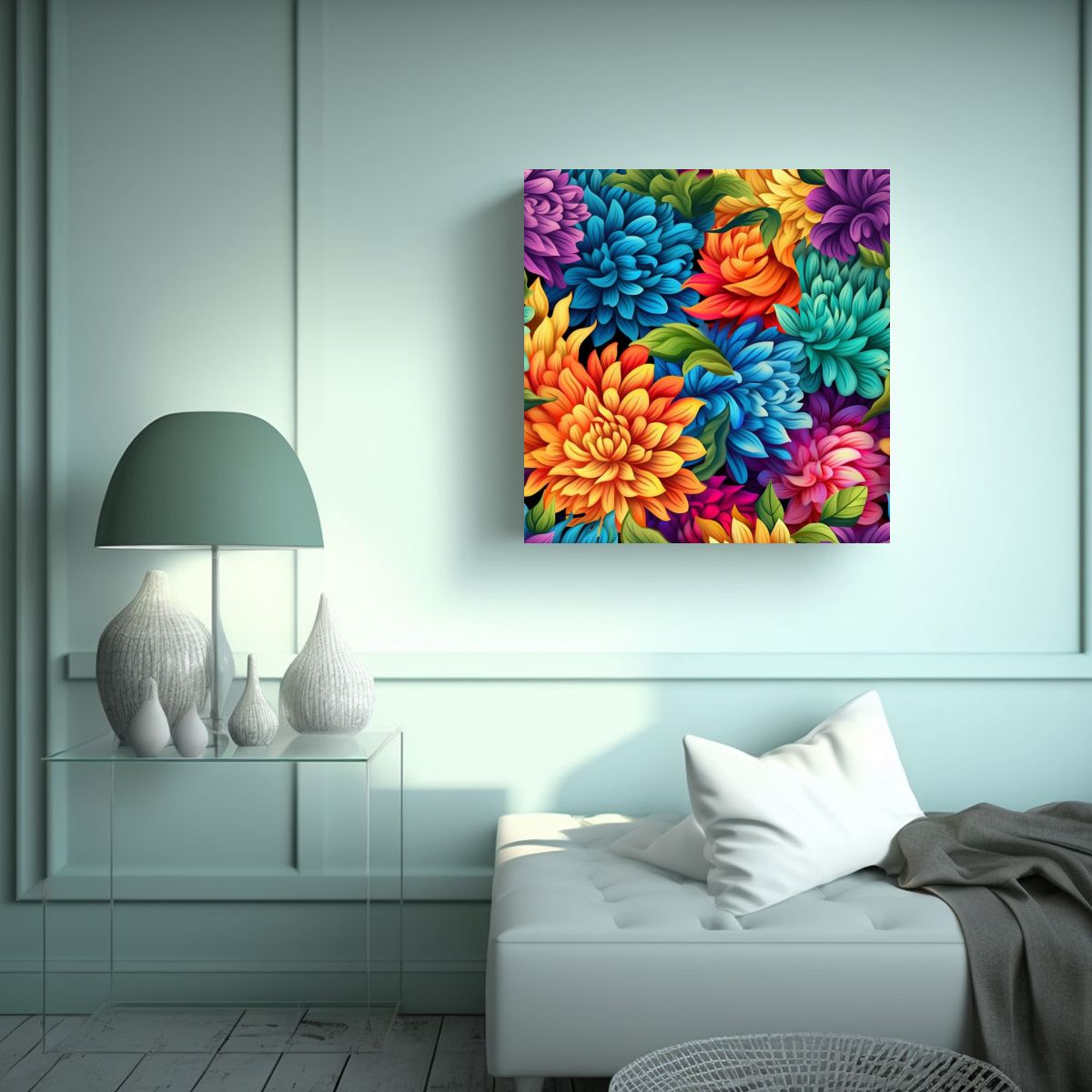 GENERICO - Representación Moderna De Flores LGBTQ En 50x50 Cm