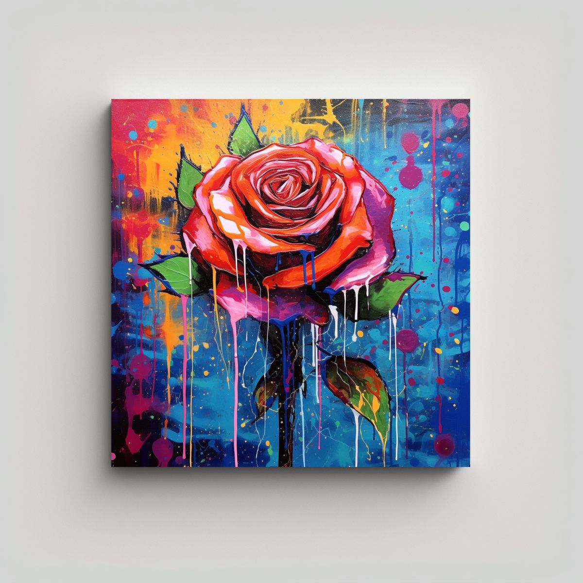 GENERICO - Cuadro Decorativo De Rosa Colorida: Arte Tonos 50x50 Cm.