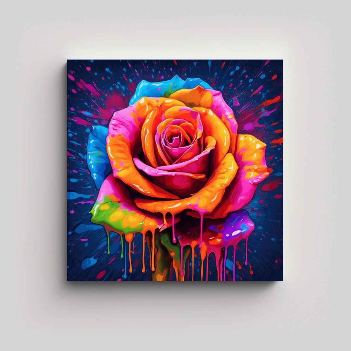 GENERICO - Fantasía De Rosa Colorida En Lienzo Con Detalles 70x70 Cm