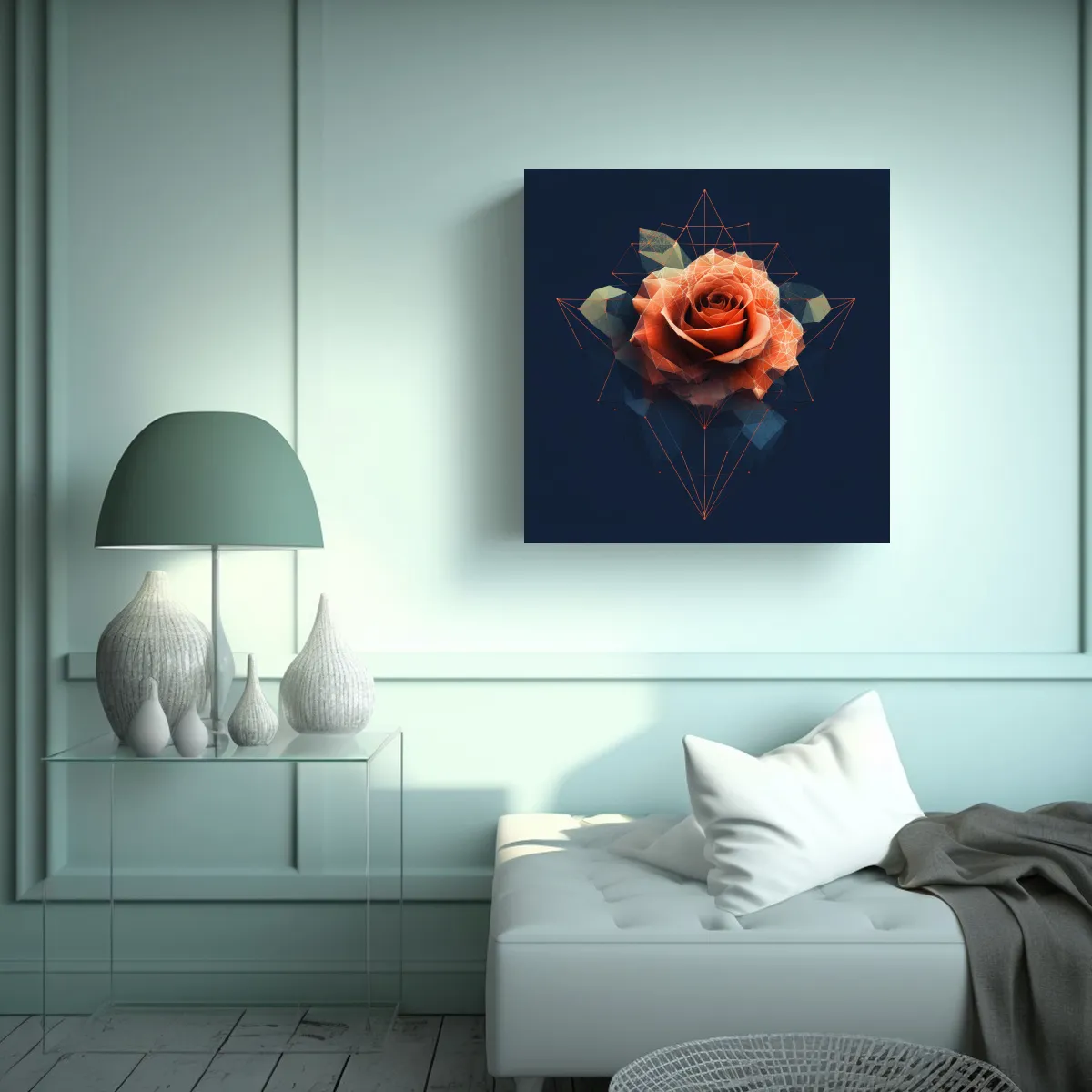GENERICO - Cuadro De Rosa Geométrica: Vanguardia Y 60x60 Cm