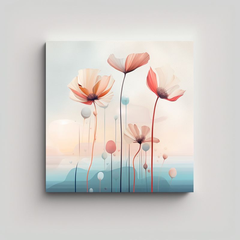 GENERICO - Cuadro Minimalista De Flores Fantásticas: Arte 40x40 Cm