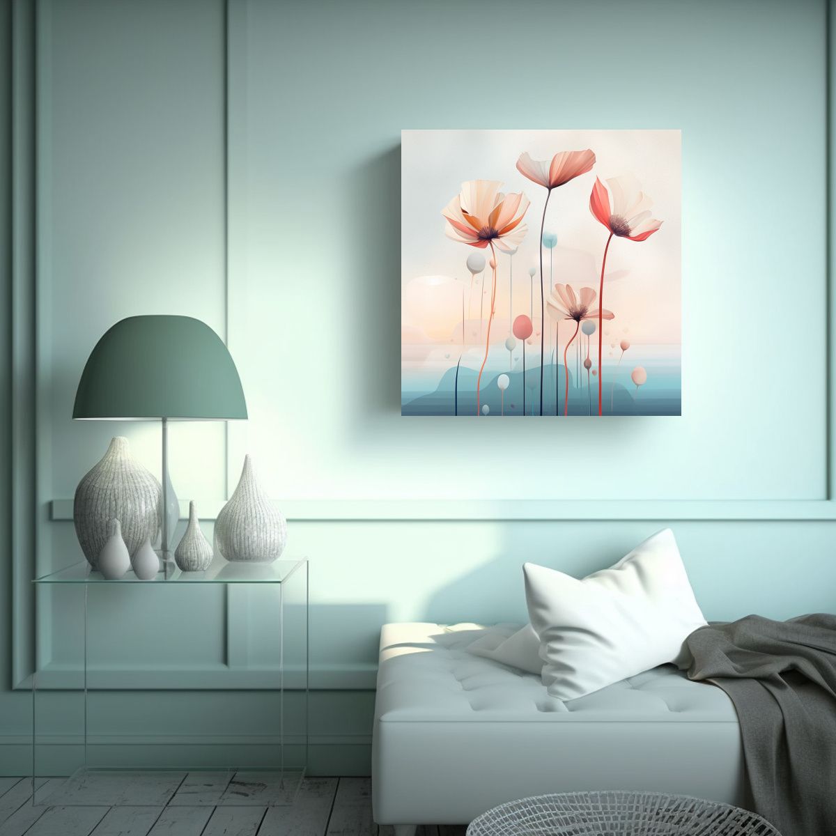 GENERICO - Cuadro Minimalista De Flores Fantásticas: Arte 70x70 Cm