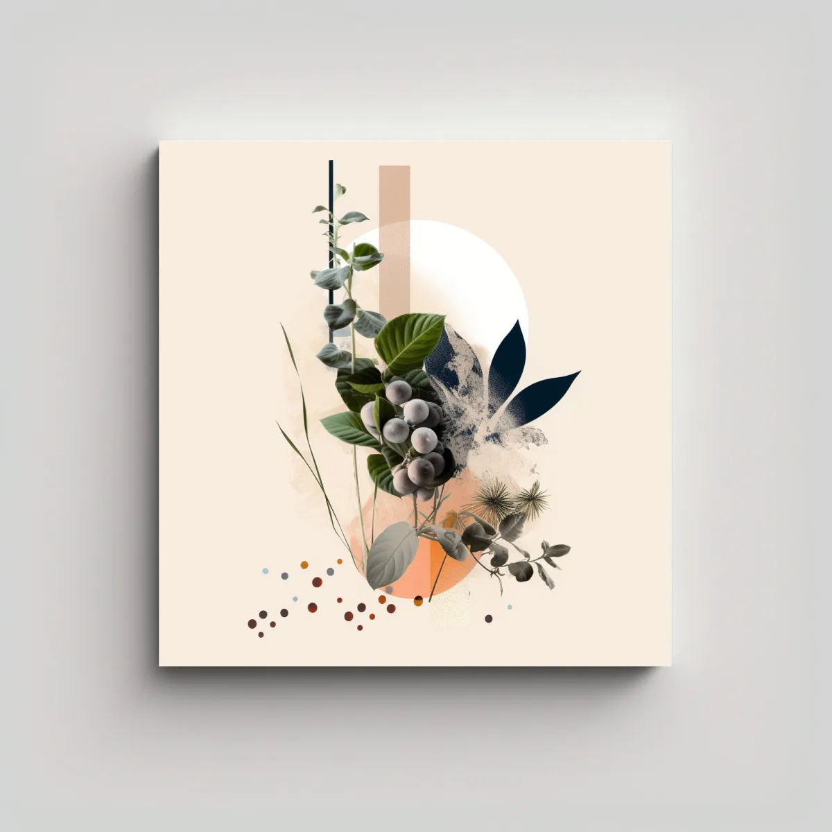 GENERICO - Cuadro Minimalista Moderno Con Motivo Botánico: 50x50 Cm