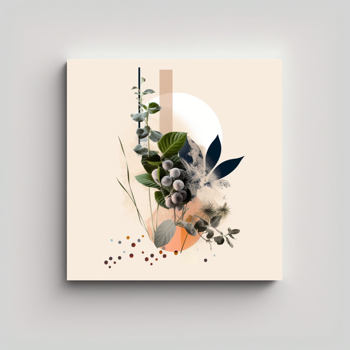 GENERICO - Cuadro Minimalista Moderno Con Motivo Botánico: 50x50 Cm