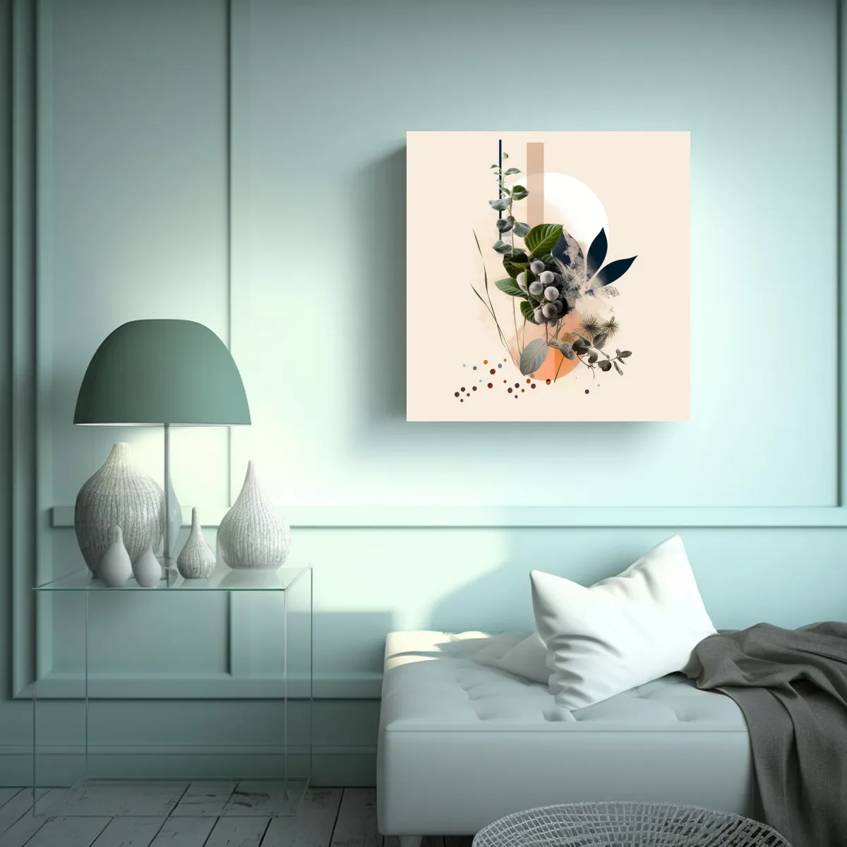 GENERICO - Cuadro Minimalista Moderno Con Motivo Botánico: 50x50 Cm