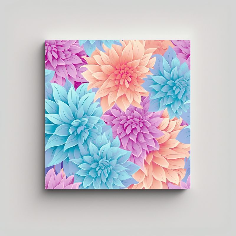 GENERICO - Ilustración Vectorial Flat De Dahlias: Cuadro 80x80 Cm