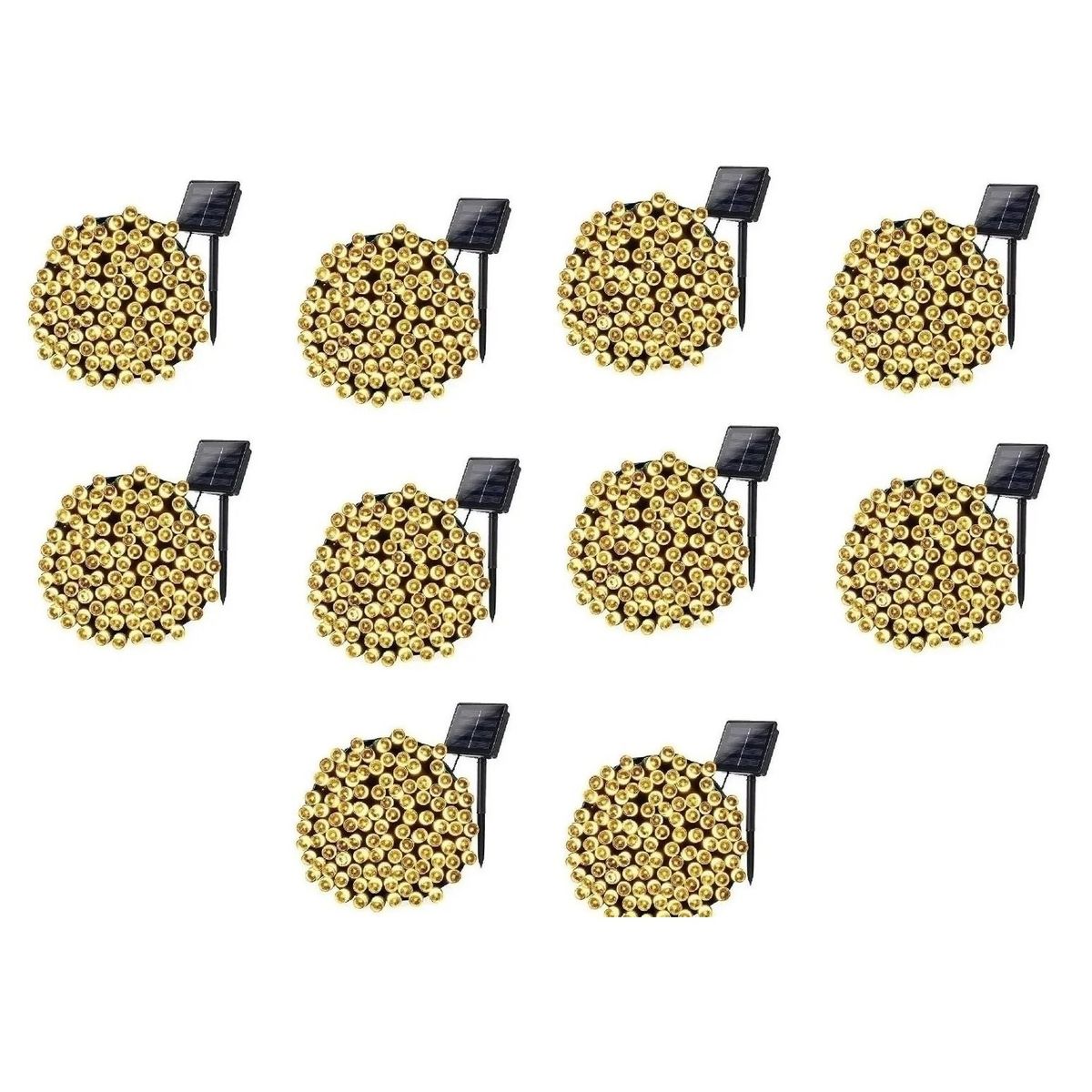 GENERICO - Pack X10 Luces Solares Guirnalda 10 Metros 100 Led Calidas