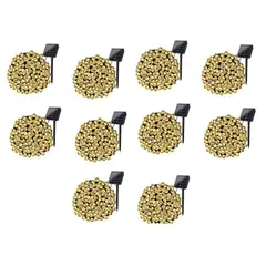 GENERICO - Pack X10 Luces Solares Guirnalda 10 Metros 100 Led Calidas
