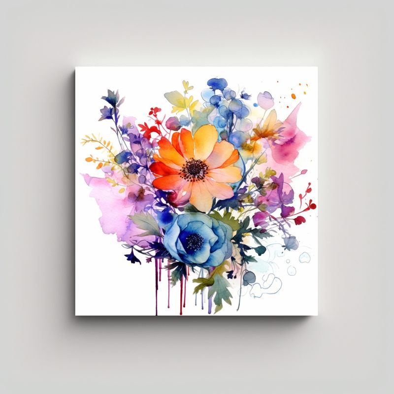 GENERICO - Cuadro Abstracto: Jardín De Acuarela Más Allá 60x60 Cm