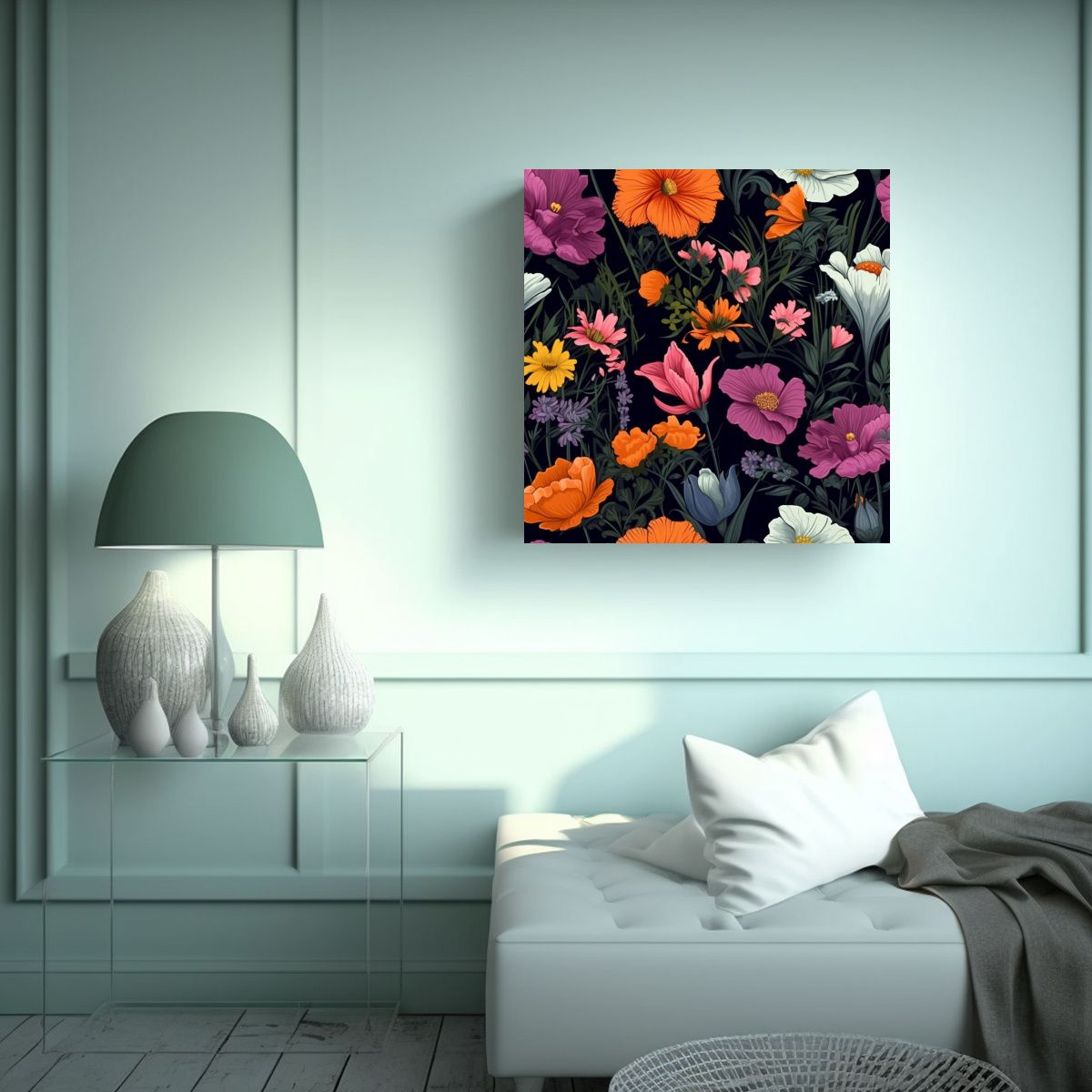 GENERICO - Galería Vitalidad Canva: Hermoso Campo De Flores 60x60 Cm