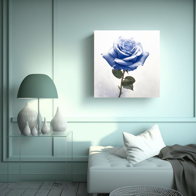 GENERICO - Cuadro Decorativo De Rosa Azul Con Estrellas En 90x90 Cm