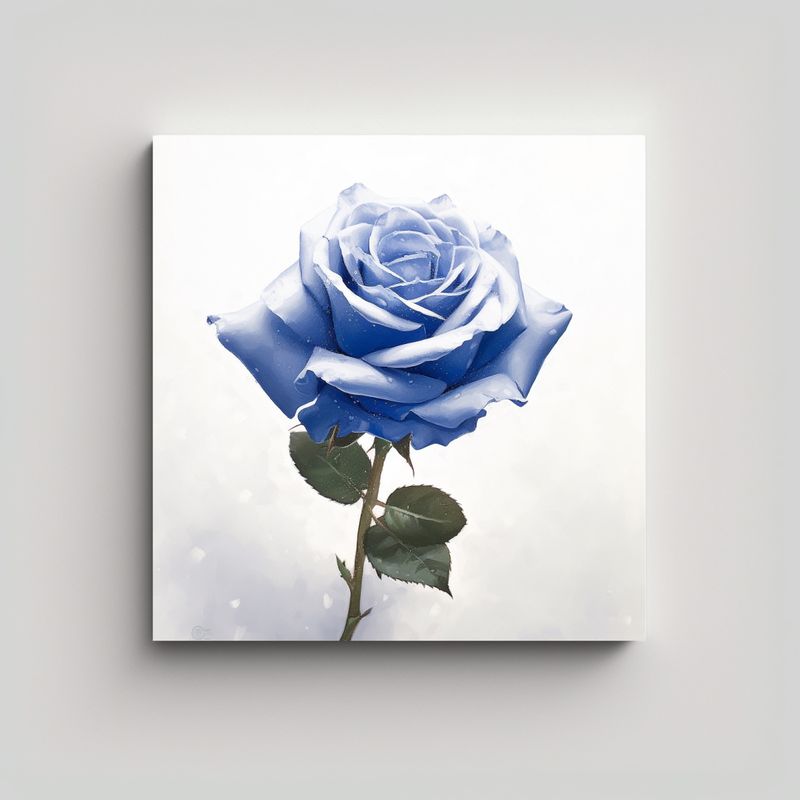 GENERICO - Cuadro Decorativo De Rosa Azul Con Estrellas En 50x50 Cm