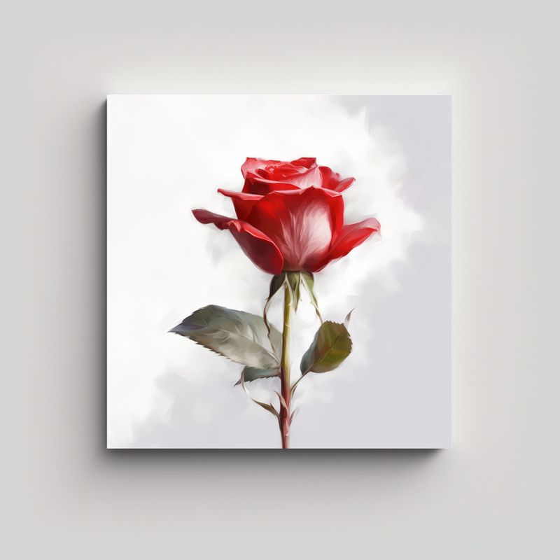 GENERICO - Cuadro Decorativo De Rosa Roja En Lienzo Para 90x90 Cm