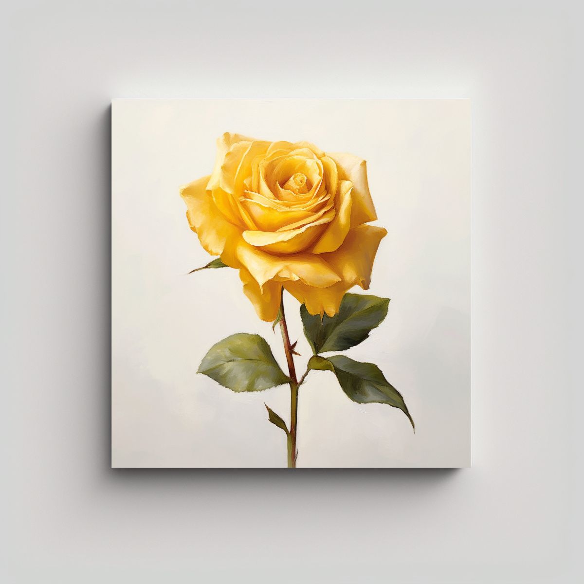 GENERICO - Cuadro Decorativo Estilo Óleo: Rosa Amarilla 50x50 Cm