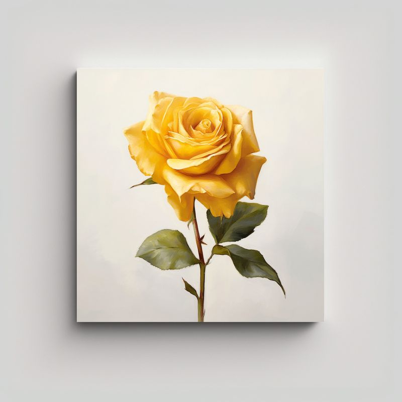 GENERICO - Cuadro Decorativo Estilo Óleo: Rosa Amarilla 50x50 Cm