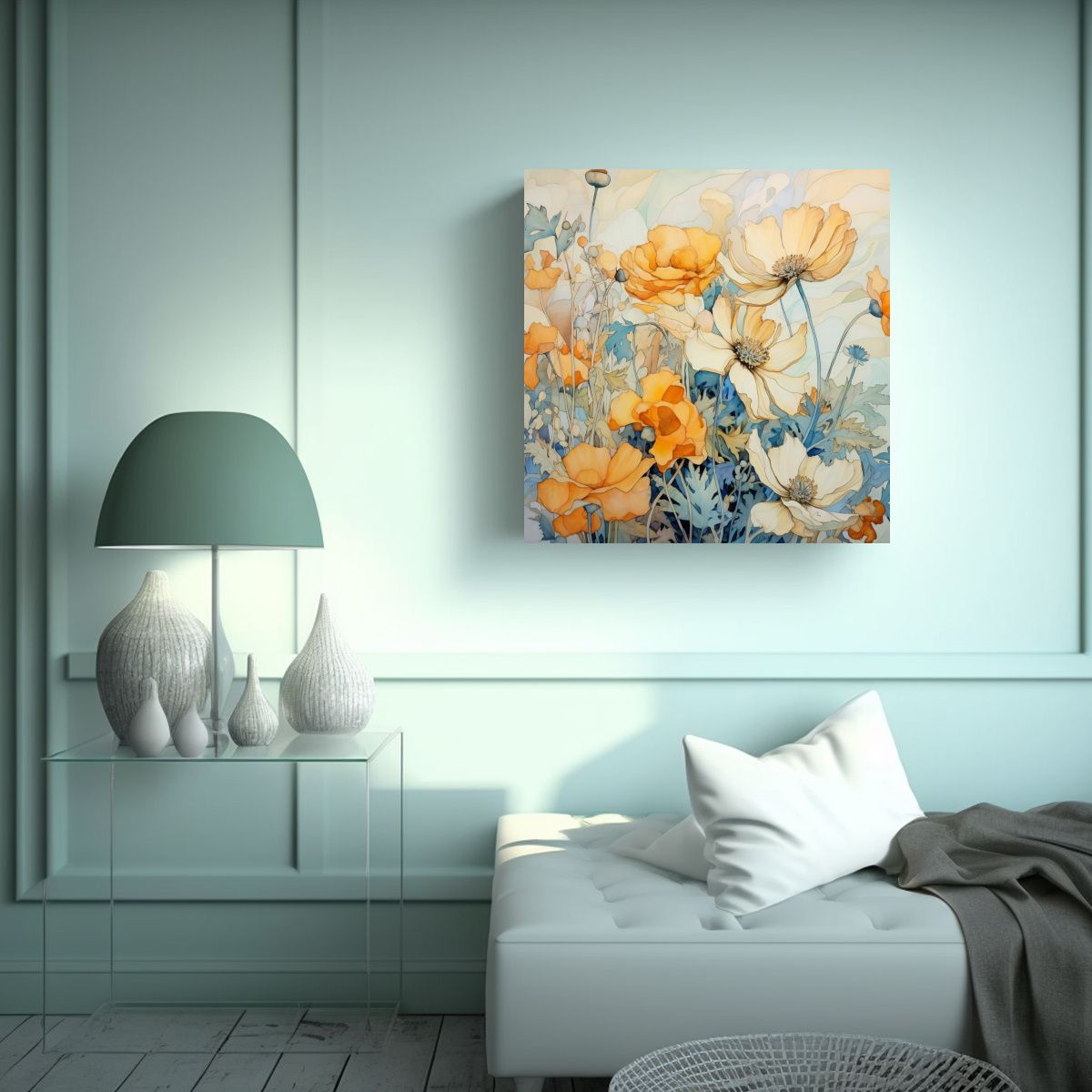 GENERICO - Cuadro Decorativo Alta Resolución: Flores En 90x90 Cm