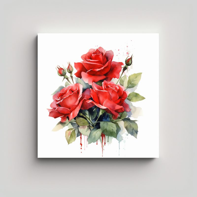 GENERICO - Cuadro Decorativo Living Bouquet De Rosas Rojas 60x60 Cm