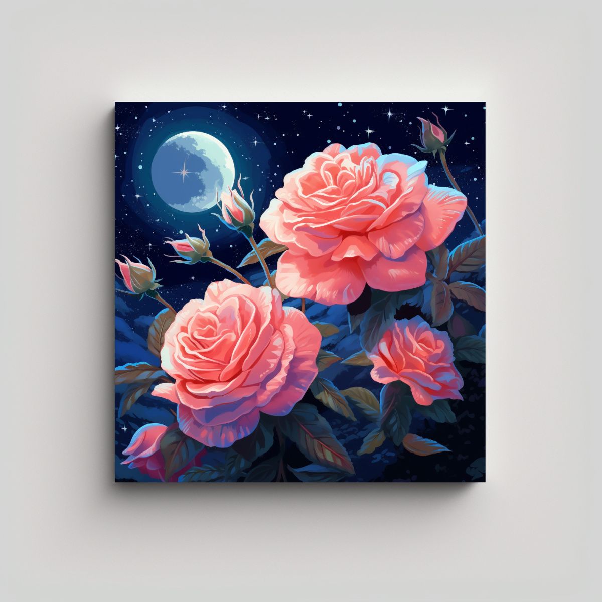 GENERICO - Ilustración Creativa Lienzo De Noche Estrellada 80x80 Cm