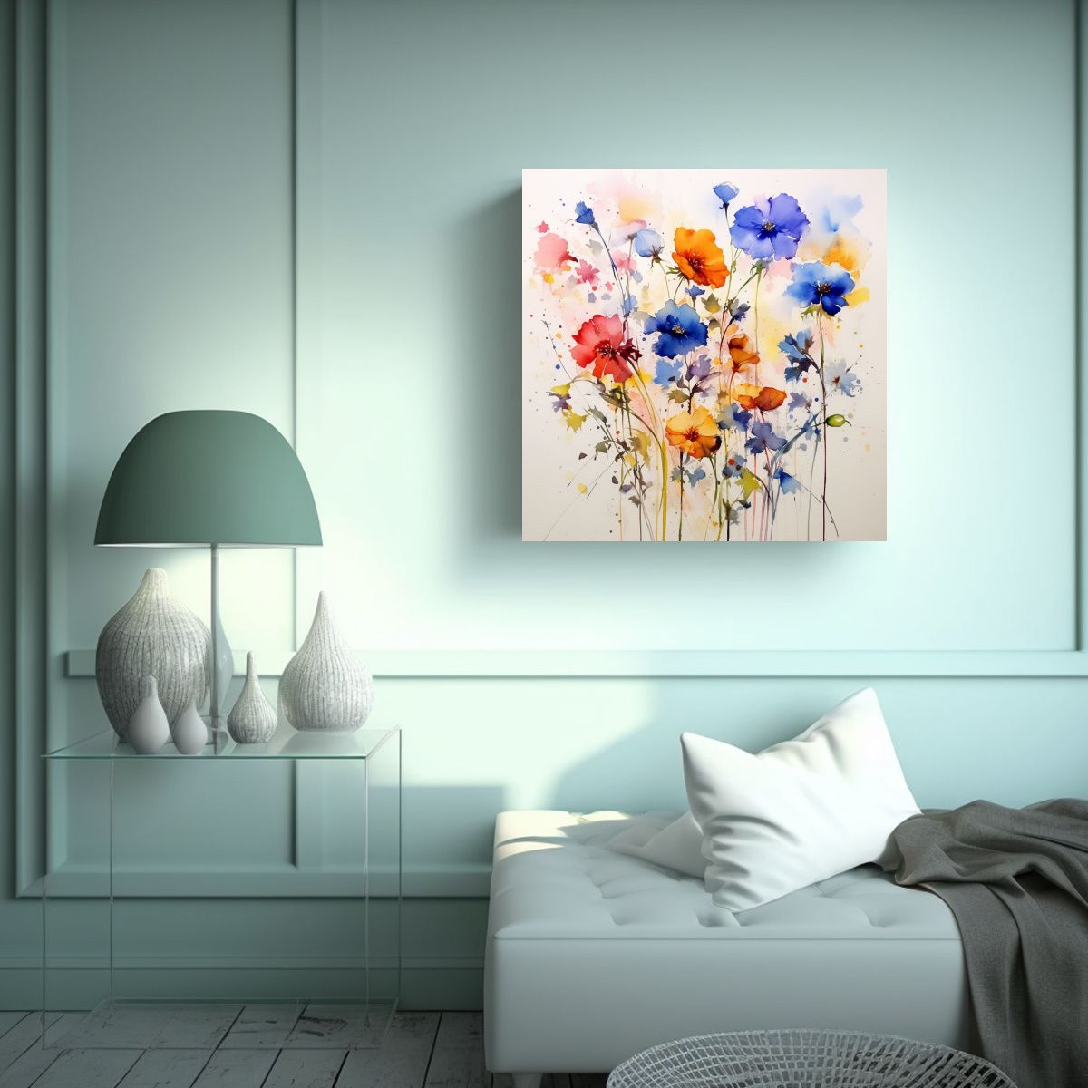 GENERICO - Diseño Mágico De Lienzo Con Flores Saltando 50x50 Cm