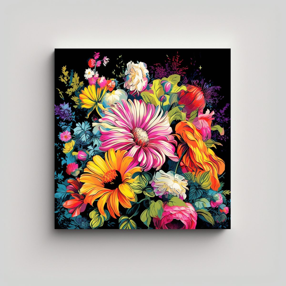 GENERICO - Composición Moderna De Lienzo Con Flores En Clip 50x50 Cm