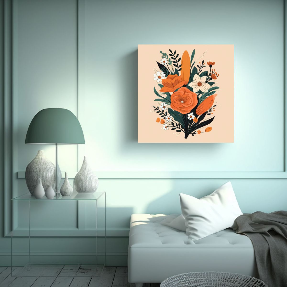 GENERICO - Impactante Dibujo De Flores Modernas: Arte De 50x50 Cm