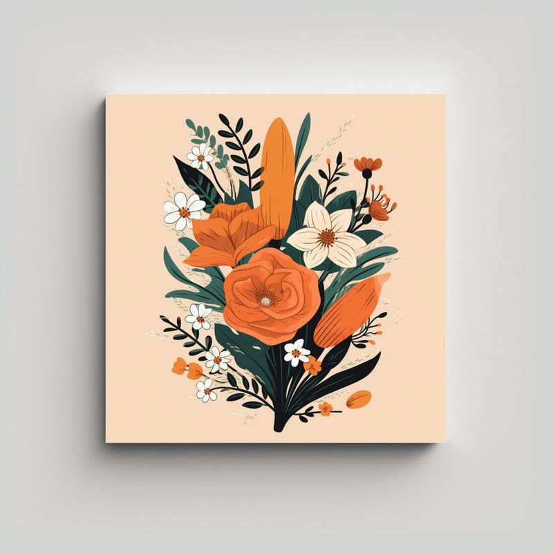 GENERICO - Impactante Dibujo De Flores Modernas: Arte De 70x70 Cm