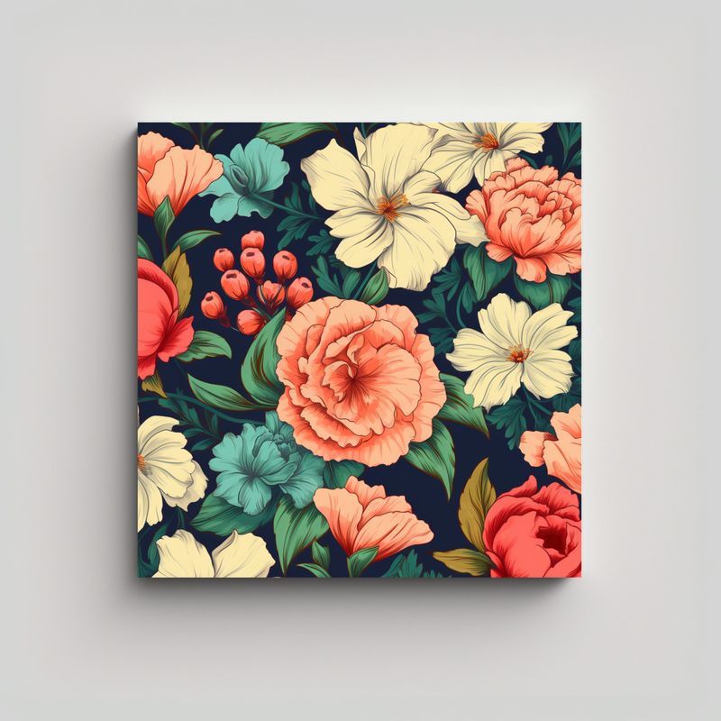 GENERICO - Armonía Vintage: Cuadros Decorativos De Flores 60x60 Cm