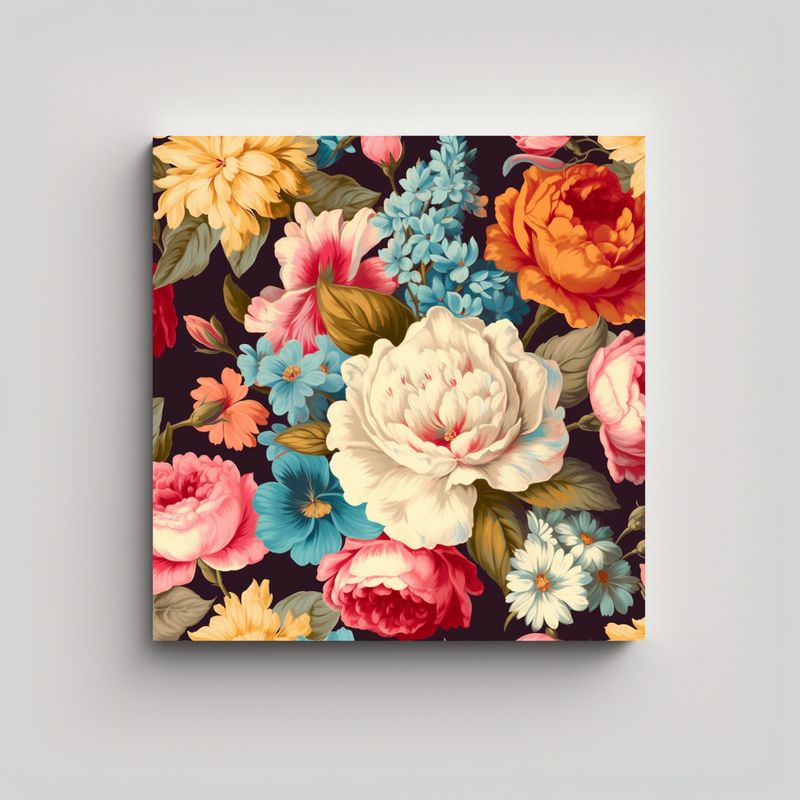 GENERICO - Impactante Arte Vintage: Patrón De Flores 70x70 Cm