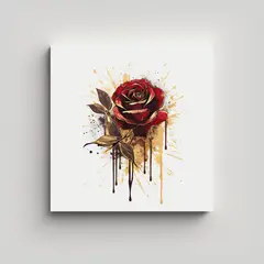 GENERICO - Estampado De Rosa Roja Y Líneas Doradas: 60x60 Cm