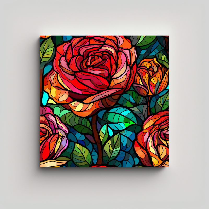 GENERICO - Cuadro Mosaico Vibrante De Gar En Vidrio Manchado 70x70 Cm