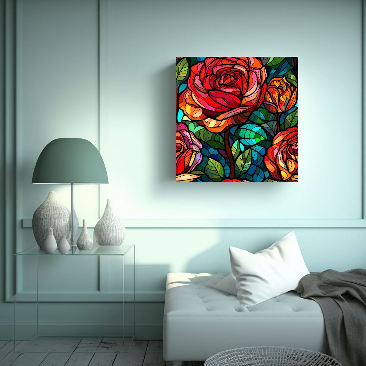 GENERICO - Cuadro Mosaico Vibrante De Gar En Vidrio Manchado 70x70 Cm