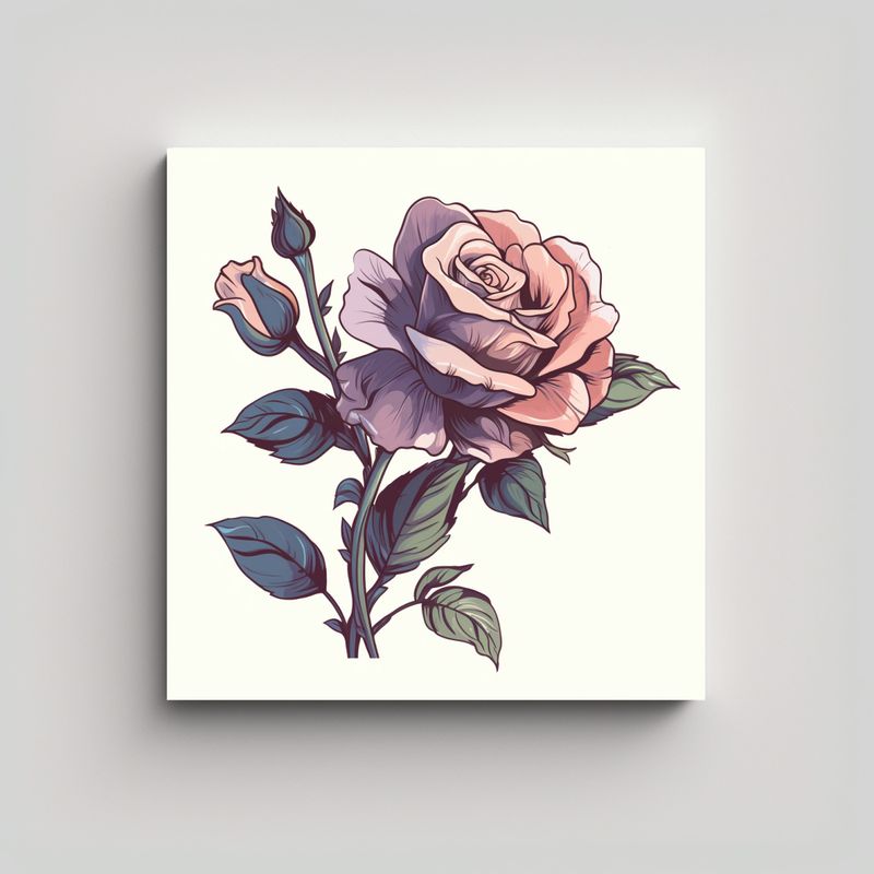 GENERICO - Diseño SVG De Rosa En Acuarela Y Textura Pastel 80x80 Cm
