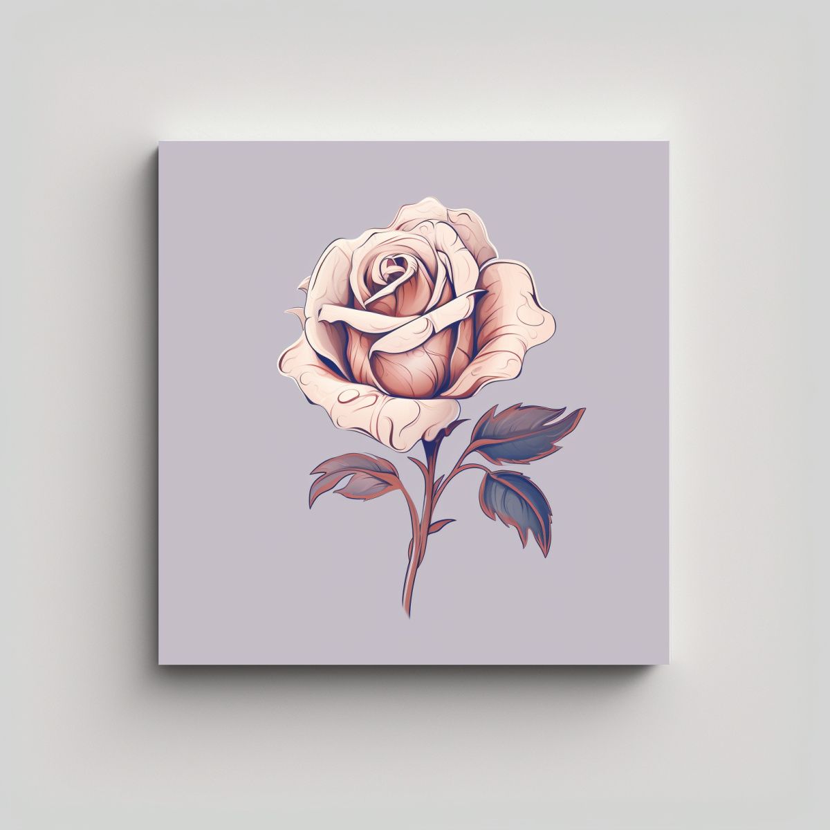 GENERICO - Diseño SVG De Flor Rosa En Cuadro Armonía De 50x50 Cm
