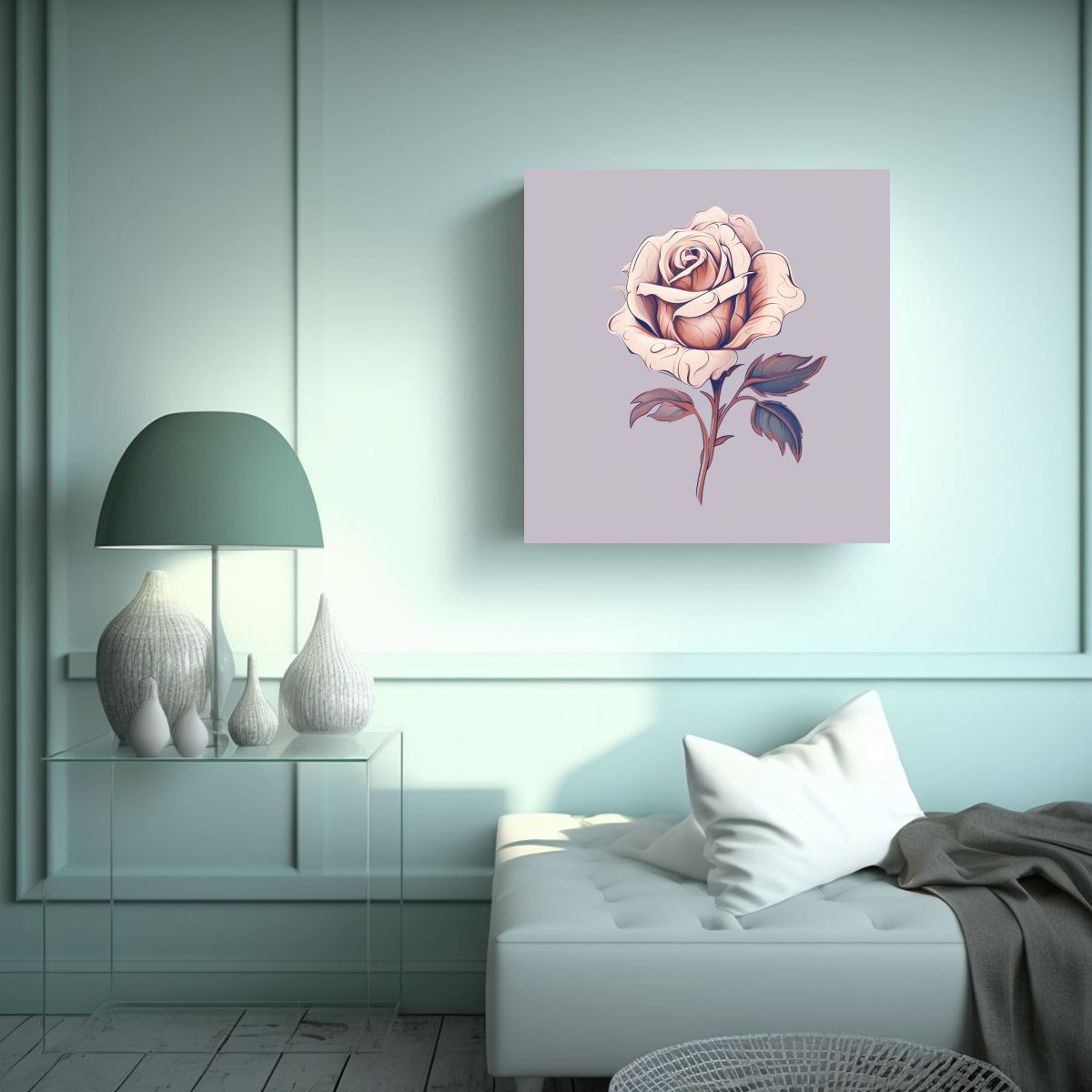 GENERICO - Diseño SVG De Flor Rosa En Cuadro Armonía De 50x50 Cm