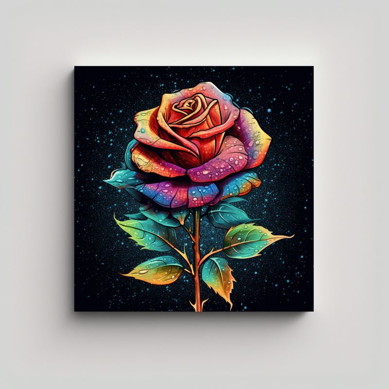 GENERICO - Cuadro Decorativo Hyperrealista: Rosa Colorida 90x90 Cm
