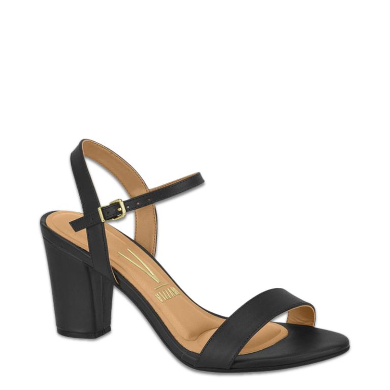 Sandalia Mujer Taco Cuadrado Eco Cuero Negro