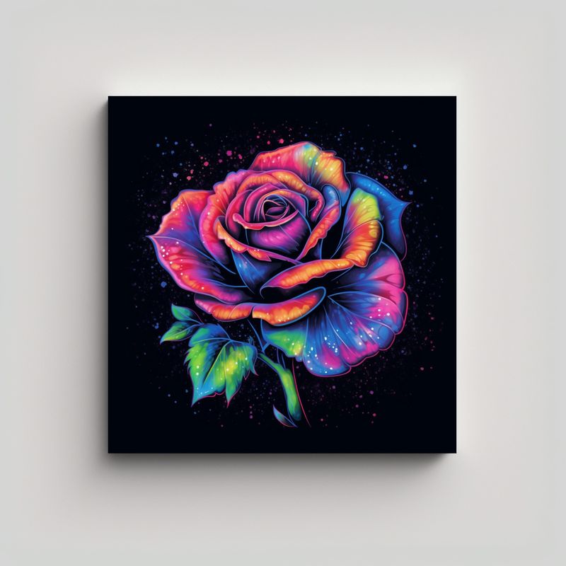 GENERICO - Rosa Hyperrealista Colorida En Harlem: Lienzo De 60x60 Cm