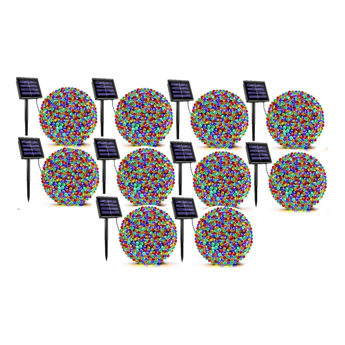 GENERICO - Pack X10 Luces Solares Navidad Guirnalda 10 Metros 100 Led Multicolor