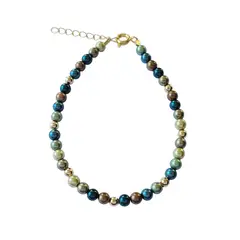 ANDREA COGGIOLA JOYAS - Pulsera Perlas Shellpearl Verde Café 4mm Enchapado Oro 18K