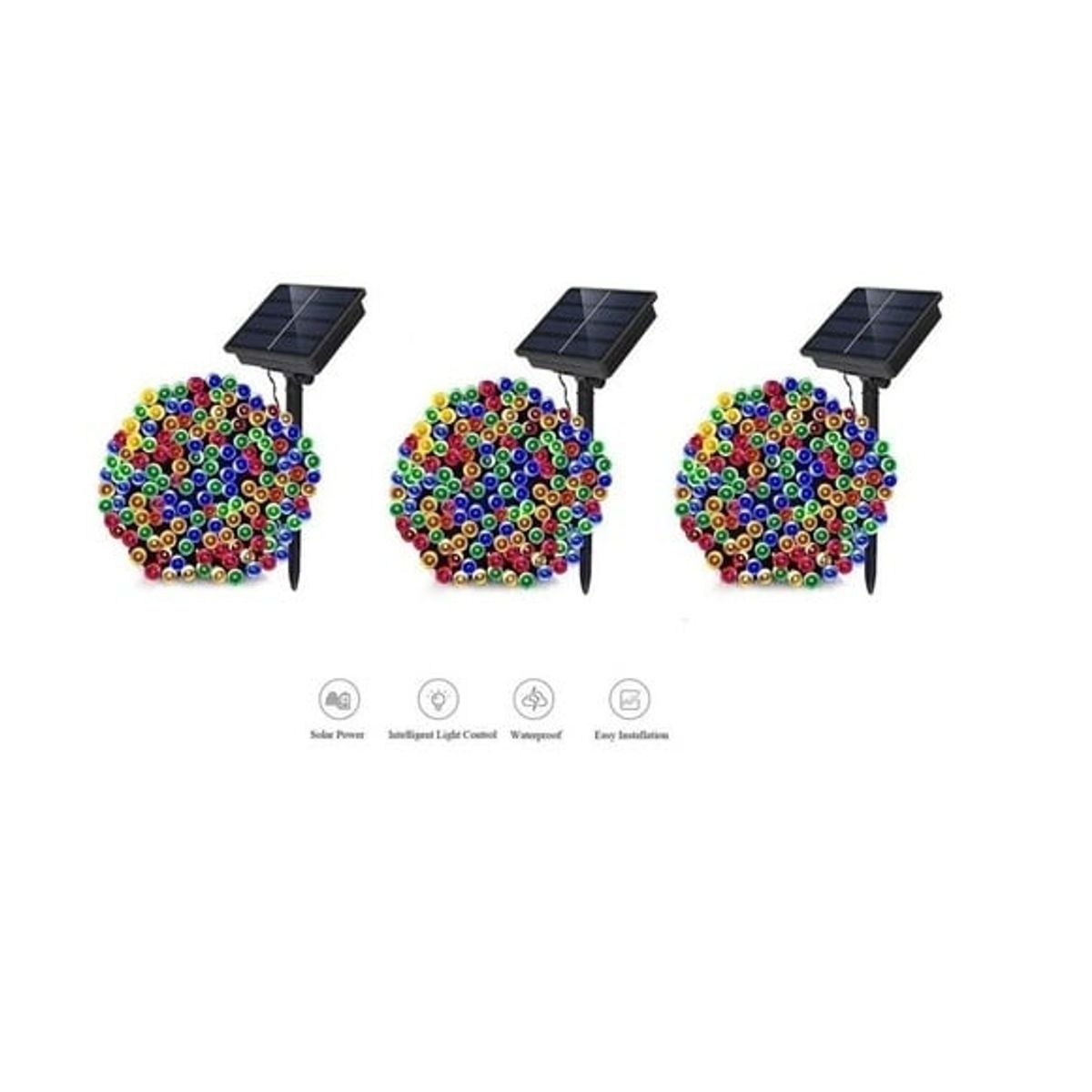 GENERICO - Pack X3 Luces Solares Navidad Guirnalda 10 Metros 100 Led Multicolor