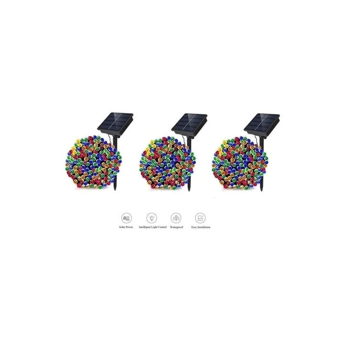 GENERICO - Pack X3 Luces Solares Navidad Guirnalda 10 Metros 100 Led Multicolor