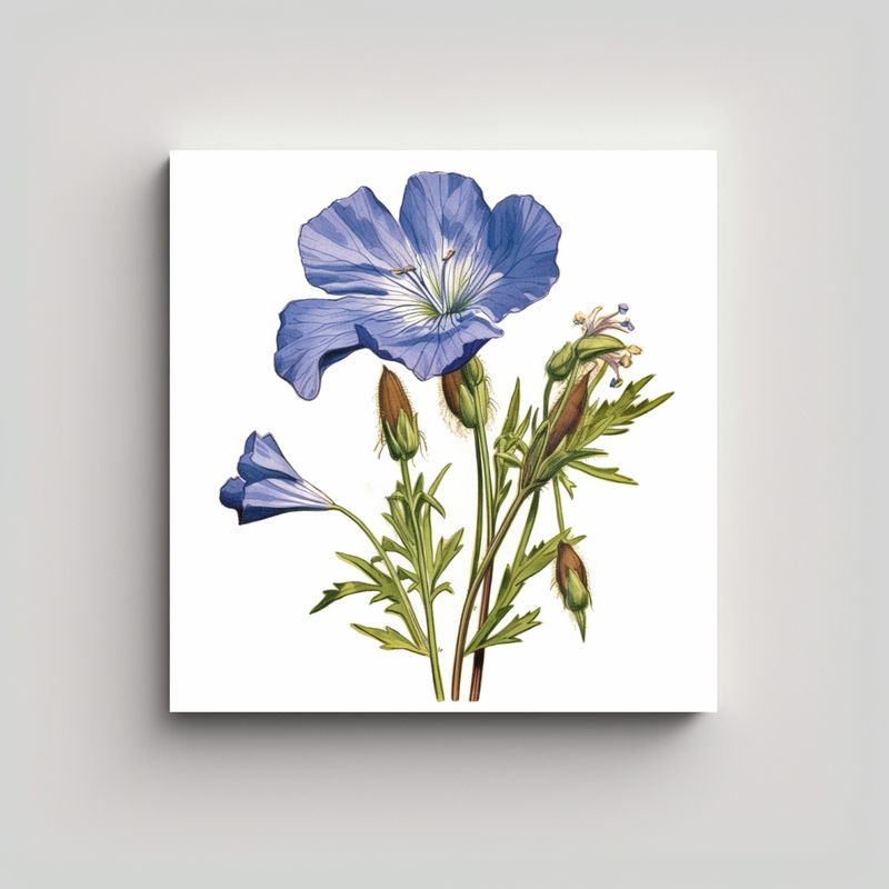 GENERICO - Cuadro Vintage De Flor Silvestre Azul Profundo 70x70 Cm