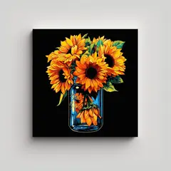 GENERICO - Cuadro Hermoso De Girasoles Pop Art En Jarra 50x50 Cm