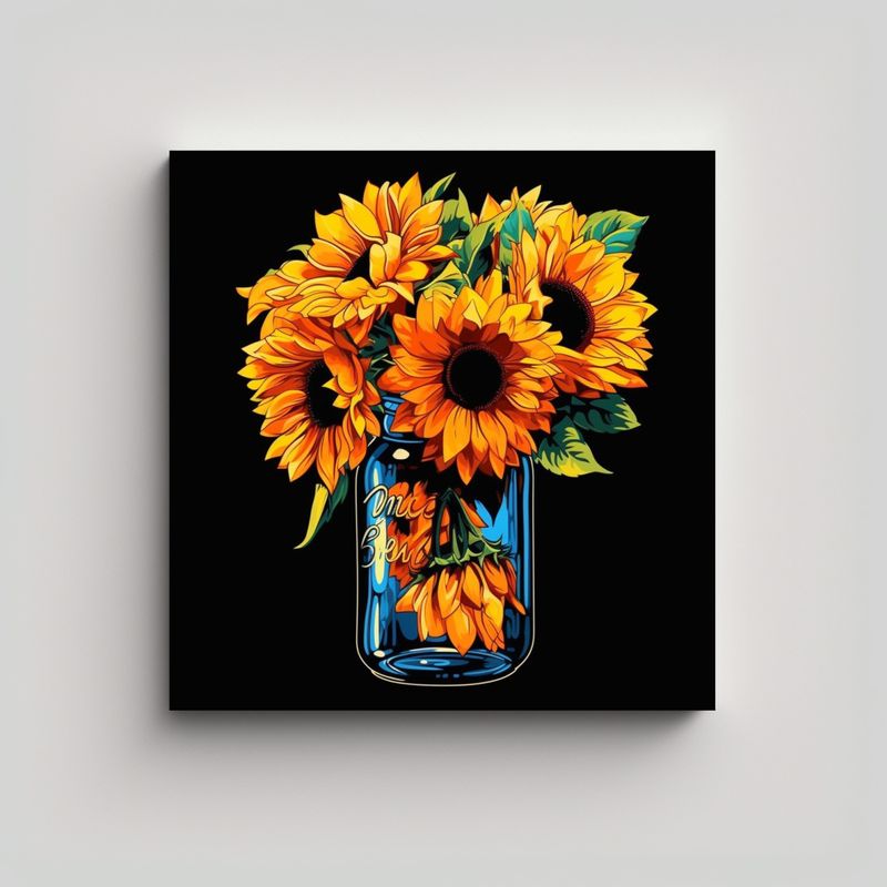 GENERICO - Cuadro Hermoso De Girasoles Pop Art En Jarra 80x80 Cm