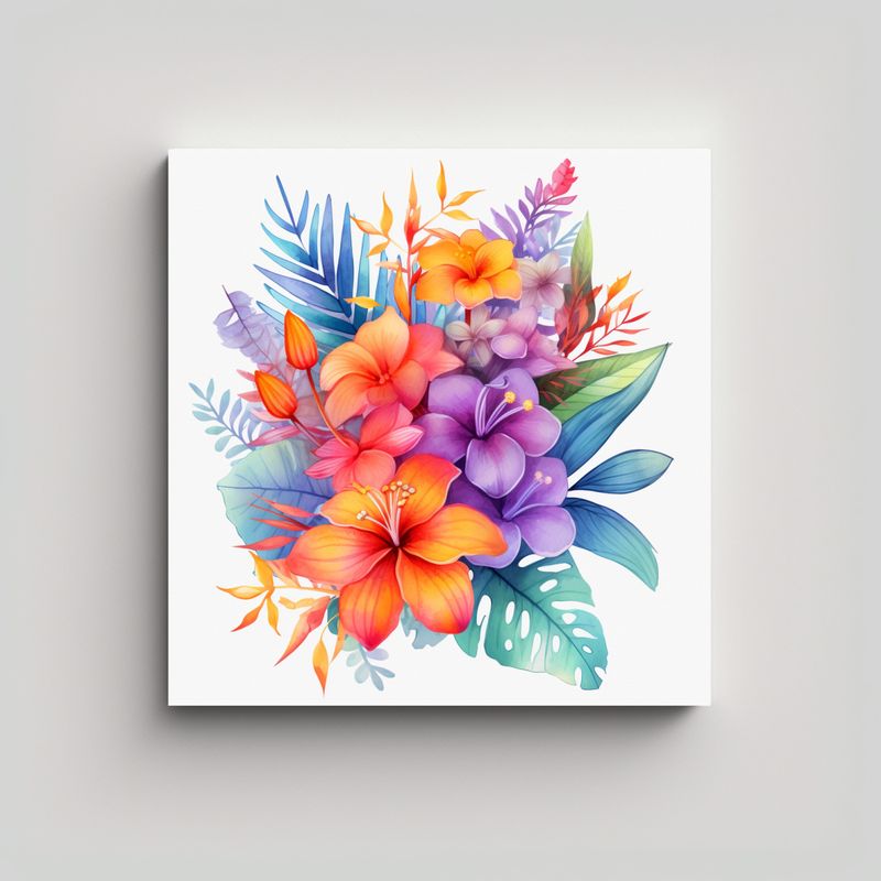 GENERICO - Cuadro Decorativo Tropical De Colores Vivos Para 60x60 Cm
